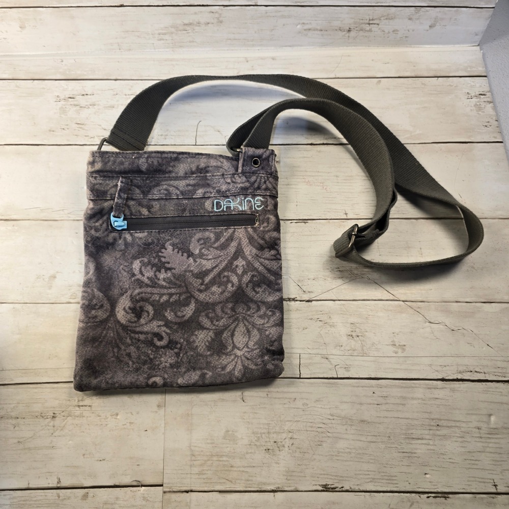 Dakine Jive Crossbody Bag Grey Damask Paisley Canvas Travel Purse 8220095